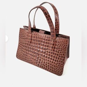 Bag | DKNY | Vintage 2000 Crocodile-Embossed Leather | Brown